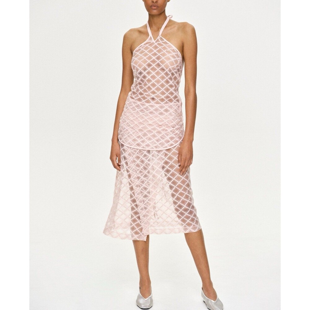 Source Unknown Rasato Backless Lacework Pink Top … - image 1